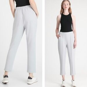 Banana Republic Scuba Knit Commuter Slim Pleated Pants In Silver Grey